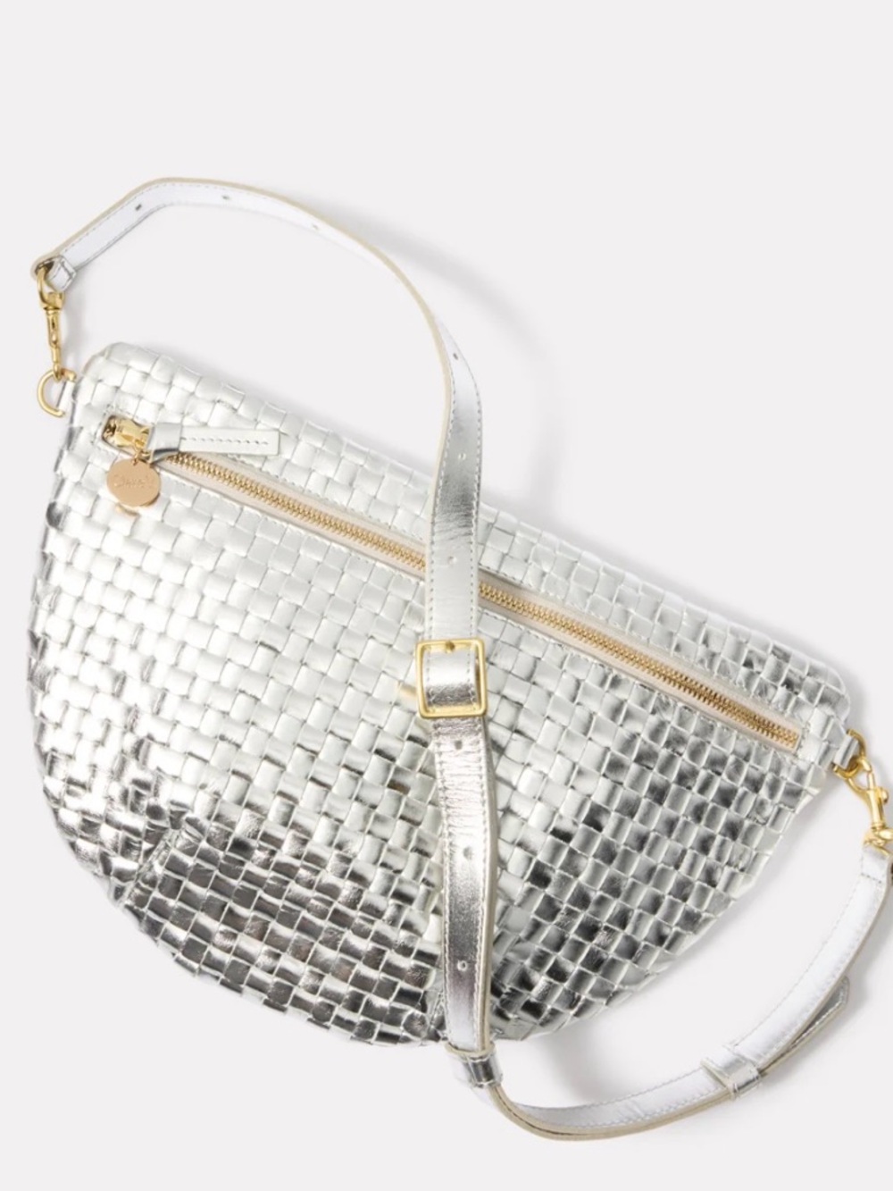 Clare V. Grande Fanny Woven Leather Metallic Crossbody - Picture 2 of 4